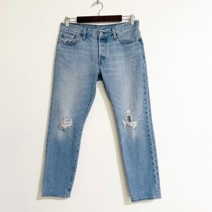 Levi’s 501 Buttonfly Distressed Straight Leg Jeans